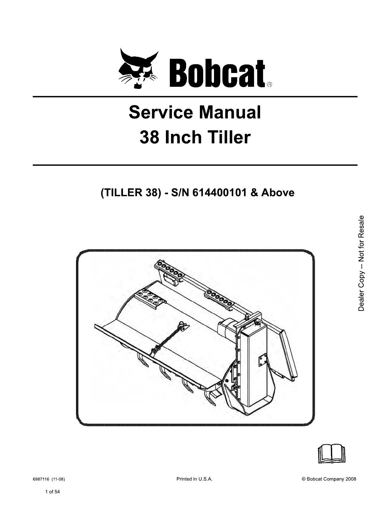 Tiller Attachment Service Manual Bobcat